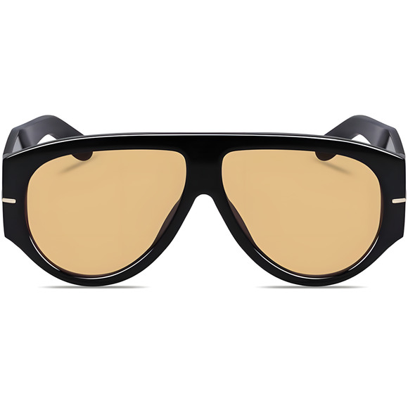 Oversized 70s Retro Sunglasses with Black Frame and Brown Tinted Lenses - Picture 3 of 3